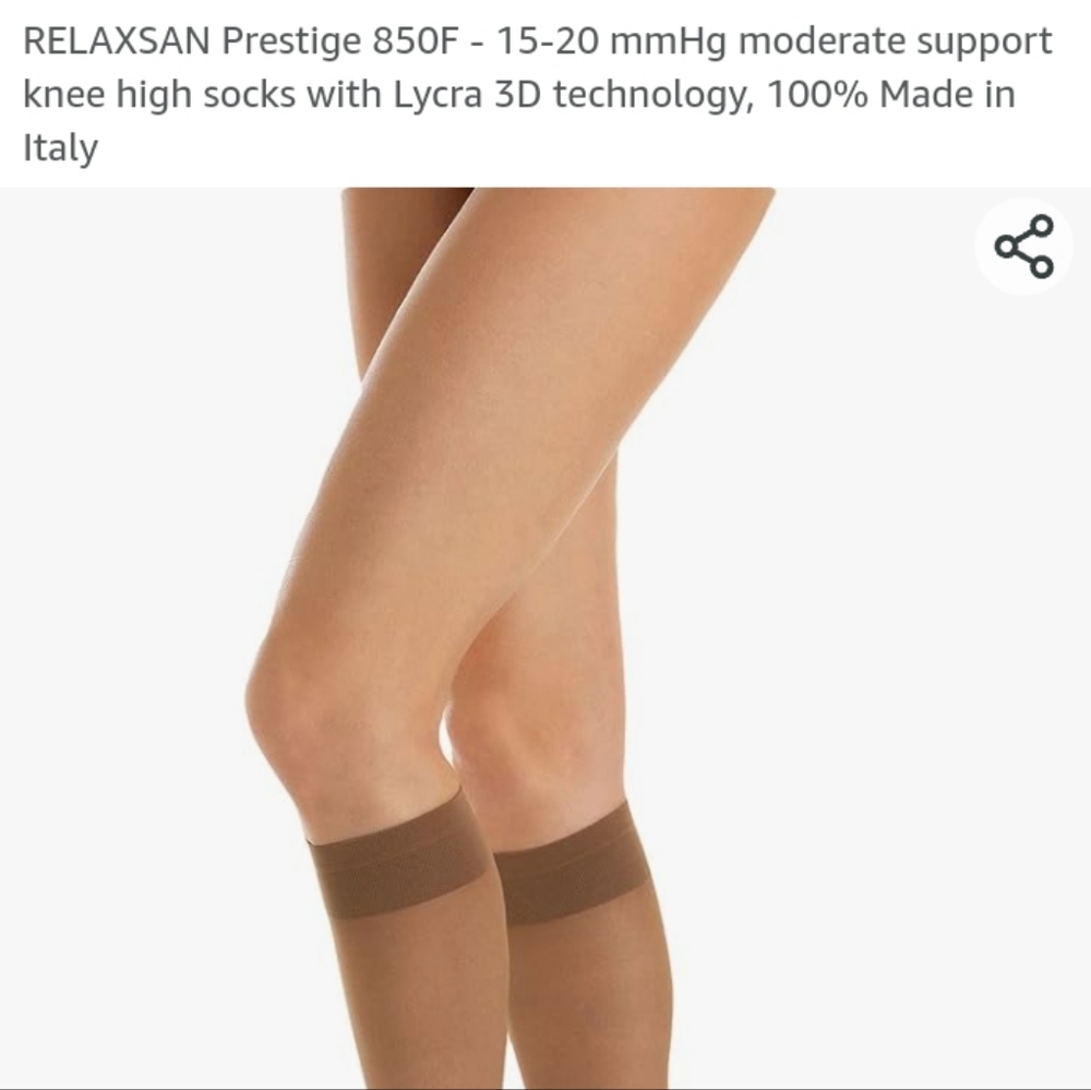 Women's light compression knee highs. Sz 5. Xl, light beige- made in Italy - Picture 4 of 11